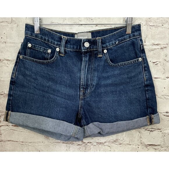 Everlane Womens 27 The Relaxed Short Cuffed Denim Jean Medium Wash  100% Cotton - Picture 1 of 3